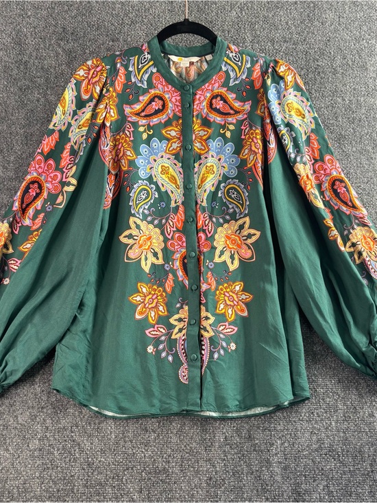 Boden Tops - Boden Green Paisley-Print Button Front Blouse